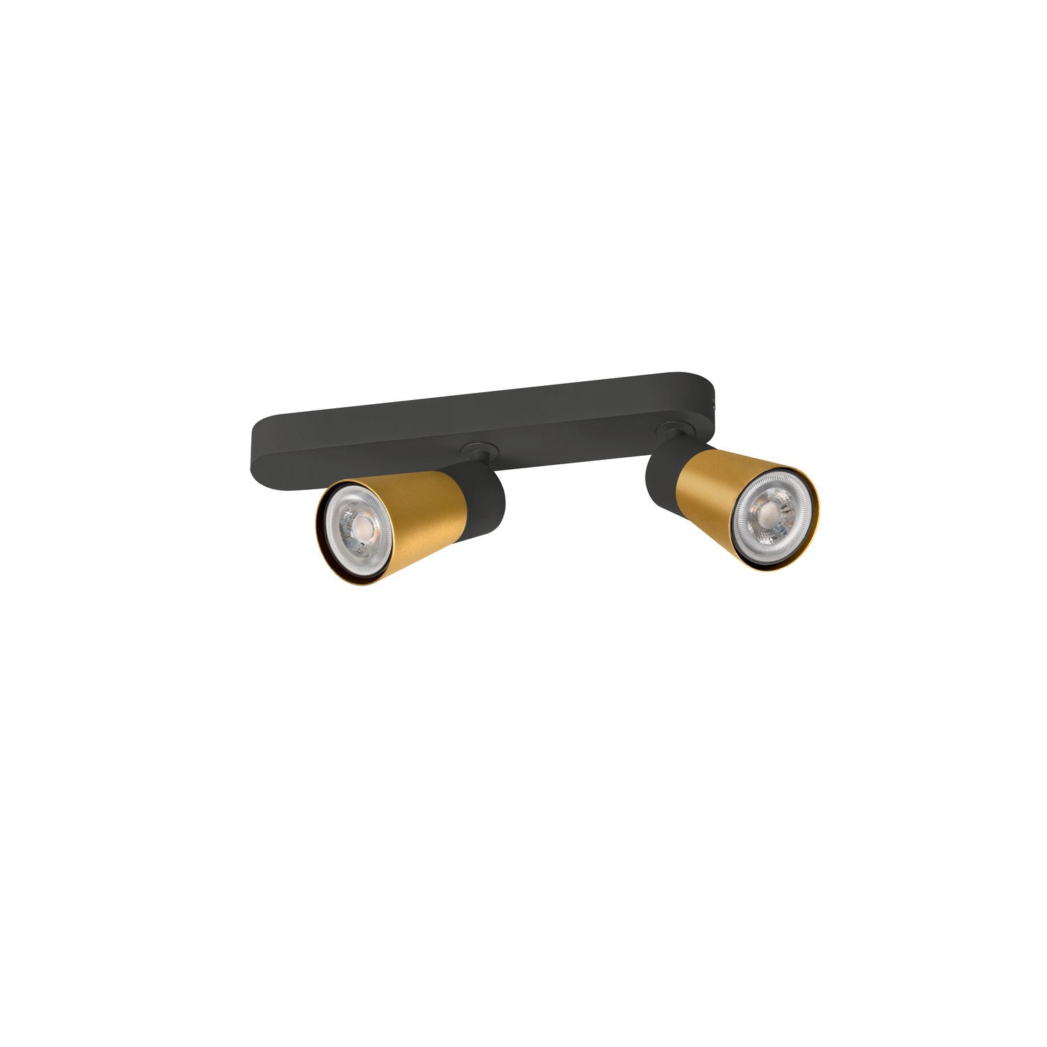 SLV PURI 2.0 Cone, wall and ceiling-mounted light, asymmetrical, 2 x max. 6 W GU10, black / gold 1008313