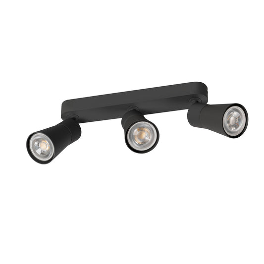 SLV PURI 2.0 Cone, wall and ceiling-mounted light, long, 3 x max. 6 W GU10, black 1008324
