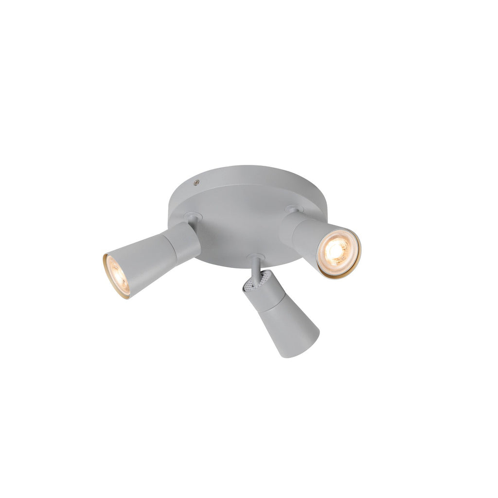 SLV PURI 2.0 Cone, wall and ceiling-mounted light, round, 3 x max. 6 W GU10, grey 1008339