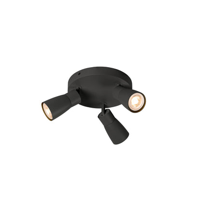 SLV PURI 2.0 Dome, wall and ceiling-mounted light, round, 3 x max. 6 W GU10, black 1008340