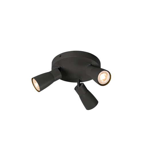 SLV PURI 2.0 Dome, wall and ceiling-mounted light, round, 3 x max. 6 W GU10, black 1008340