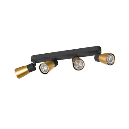SLV PURI 2.0 Dome, wall and ceiling-mounted light, long, 4 x max. 6 W GU10, black / gold 1008353