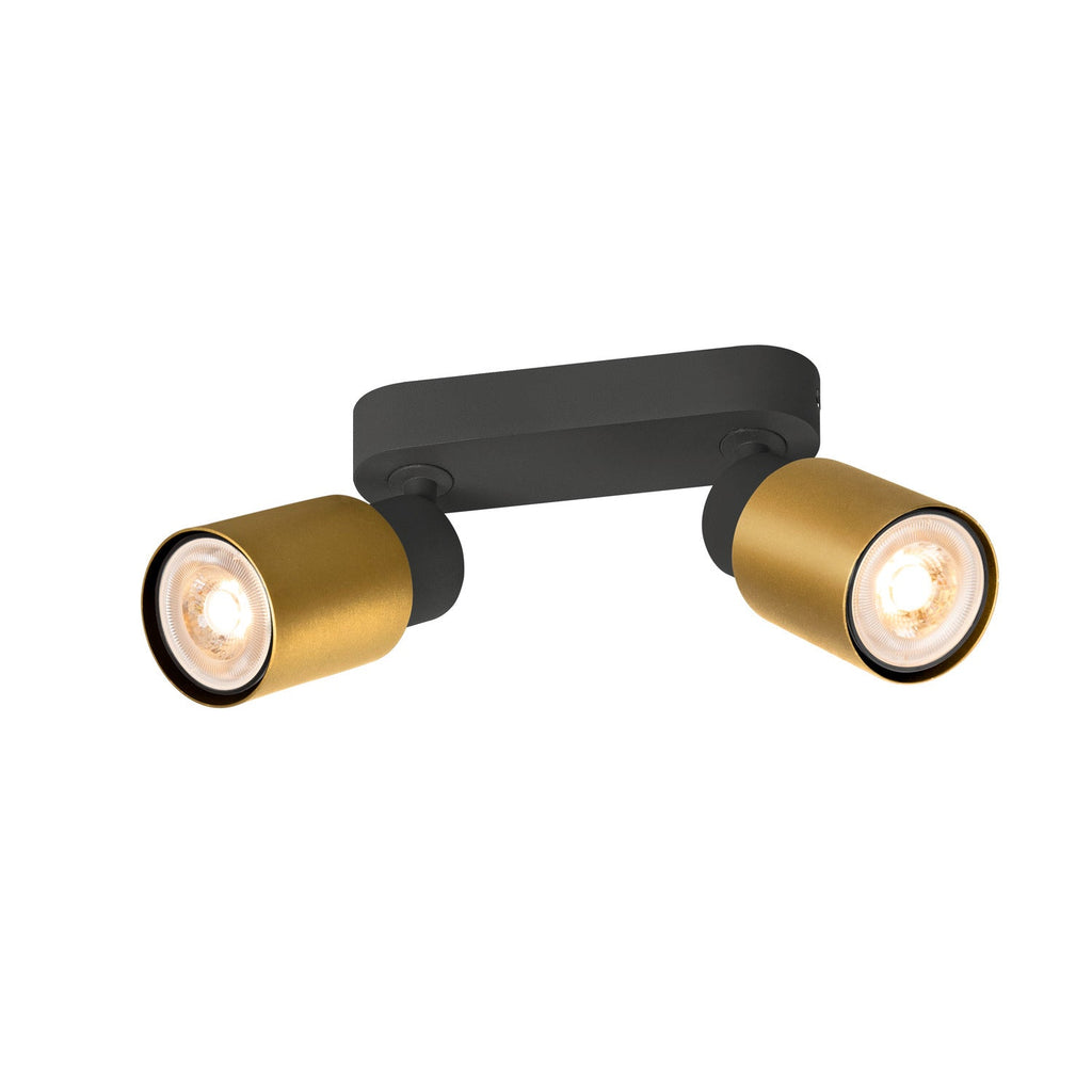 SLV PURI 2.0 Tube, wall and ceiling-mounted light, long, 2 x max. 6 W GU10, black / gold 1008362