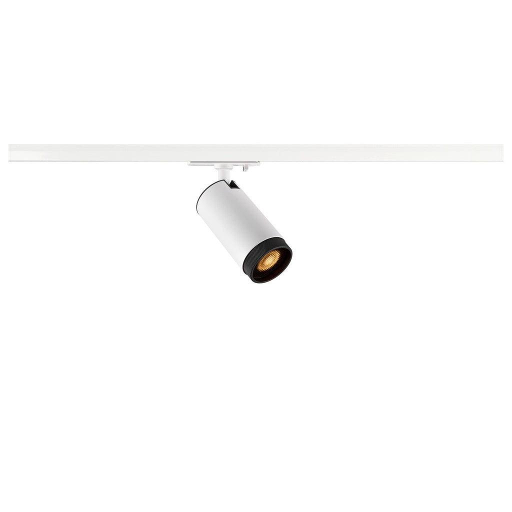 White modern GU10 single circuit Track Spot, Black Louvre, SLV GRIP! L, cylindrical,  for Single Circuit White Track Lighting,  1008447