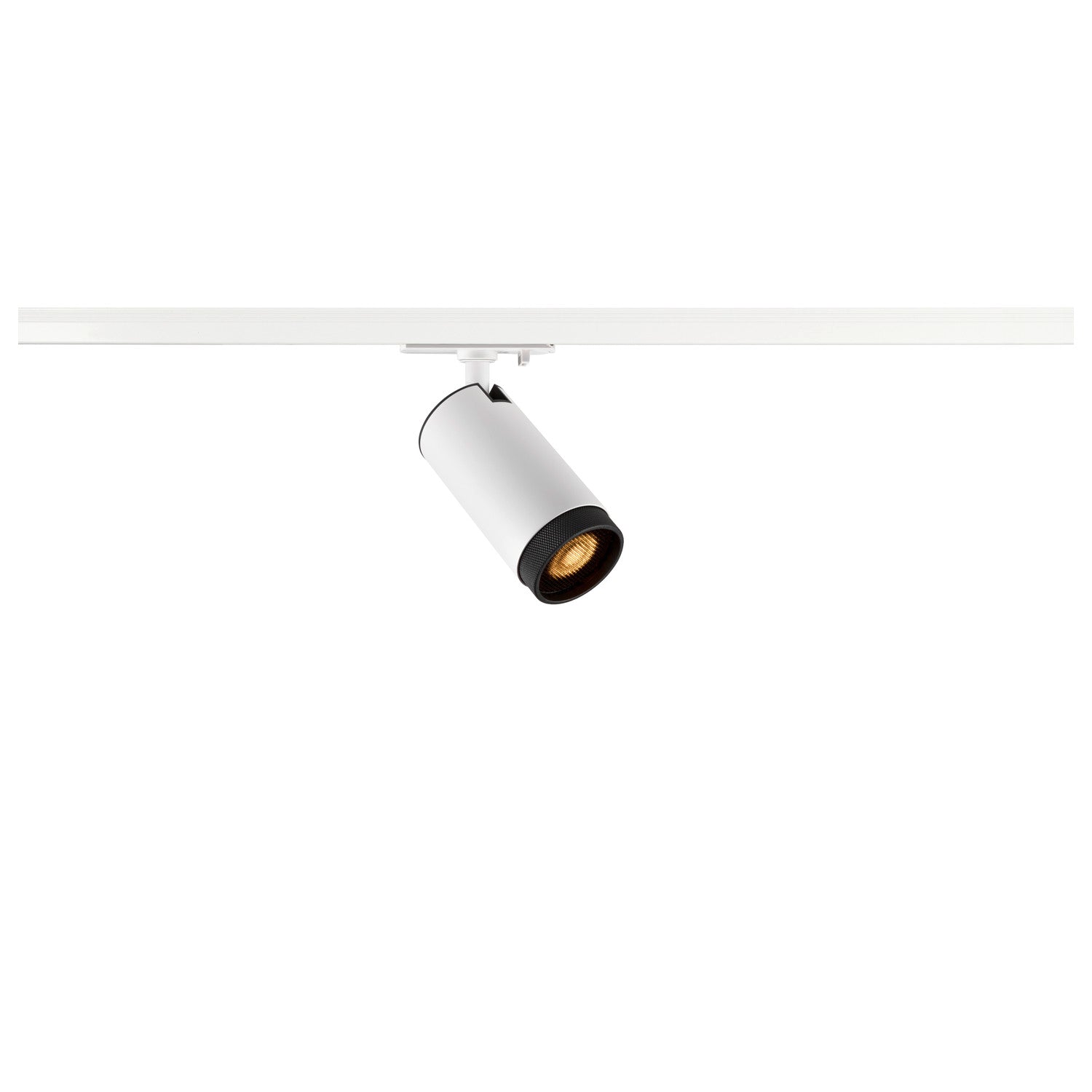 White modern GU10 single circuit Track Spot, Black Louvre, SLV GRIP! L, cylindrical,  for Single Circuit White Track Lighting,  1008447