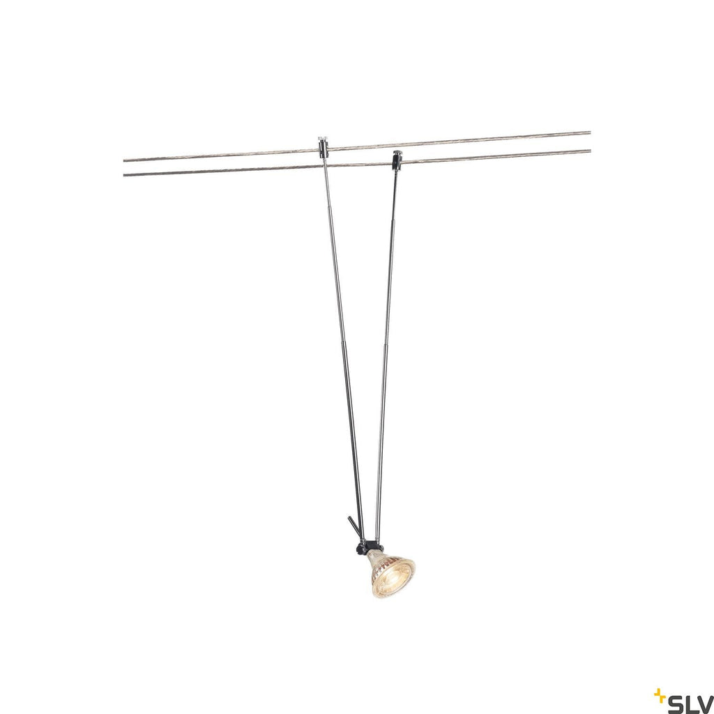 SLV TELESCOPIC, cable luminaire for TENSEO low-voltage cable system, QR-C51, chrome, B/H/T 4.5/21-52/1 cm 139082