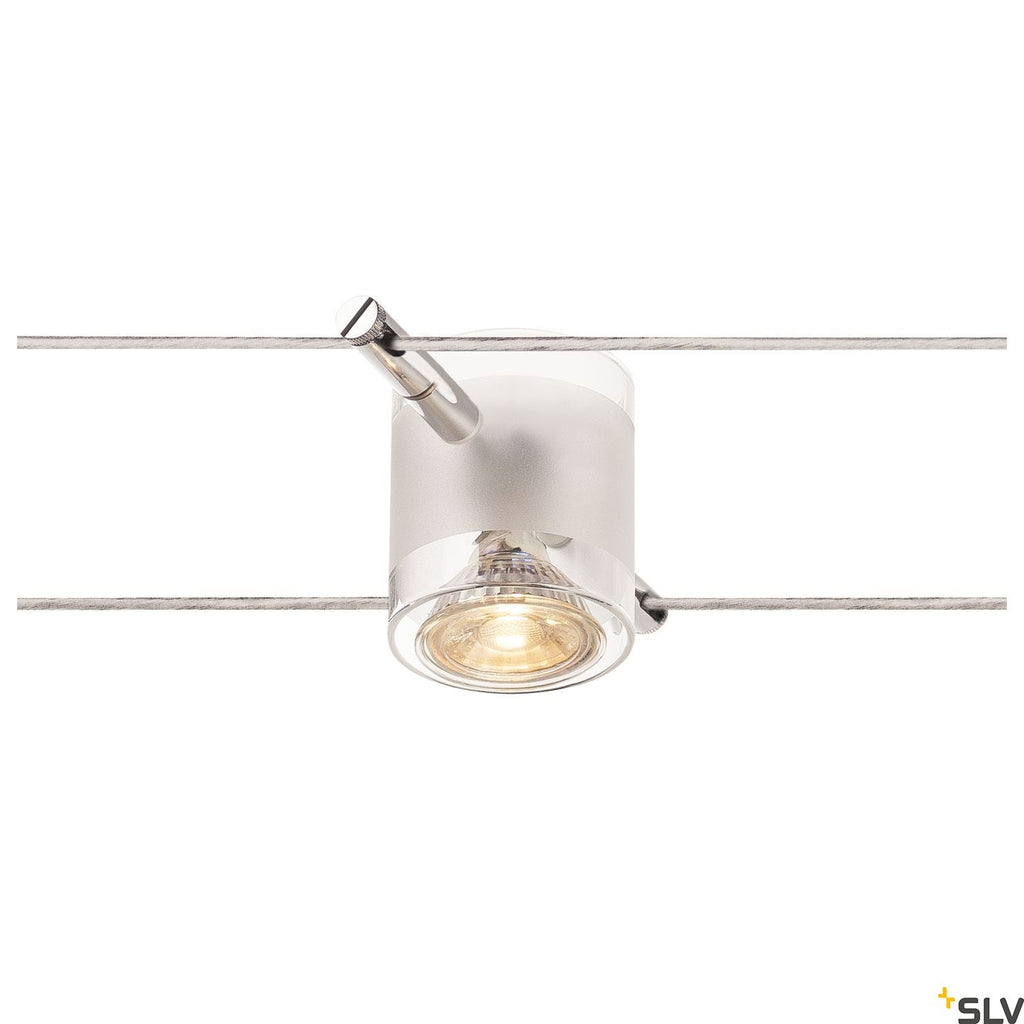 SLV COMET, cable luminaire for TENSEO low-voltage cable system, QR-C51, chrome, semi-frosted glass 139122