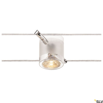 SLV COMET, cable luminaire for TENSEO low-voltage cable system, QR-C51, chrome, semi-frosted glass 139122
