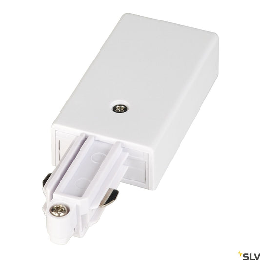 SLV Feed-in for 1-circuit track, surface-mounted, white, earth left 143031