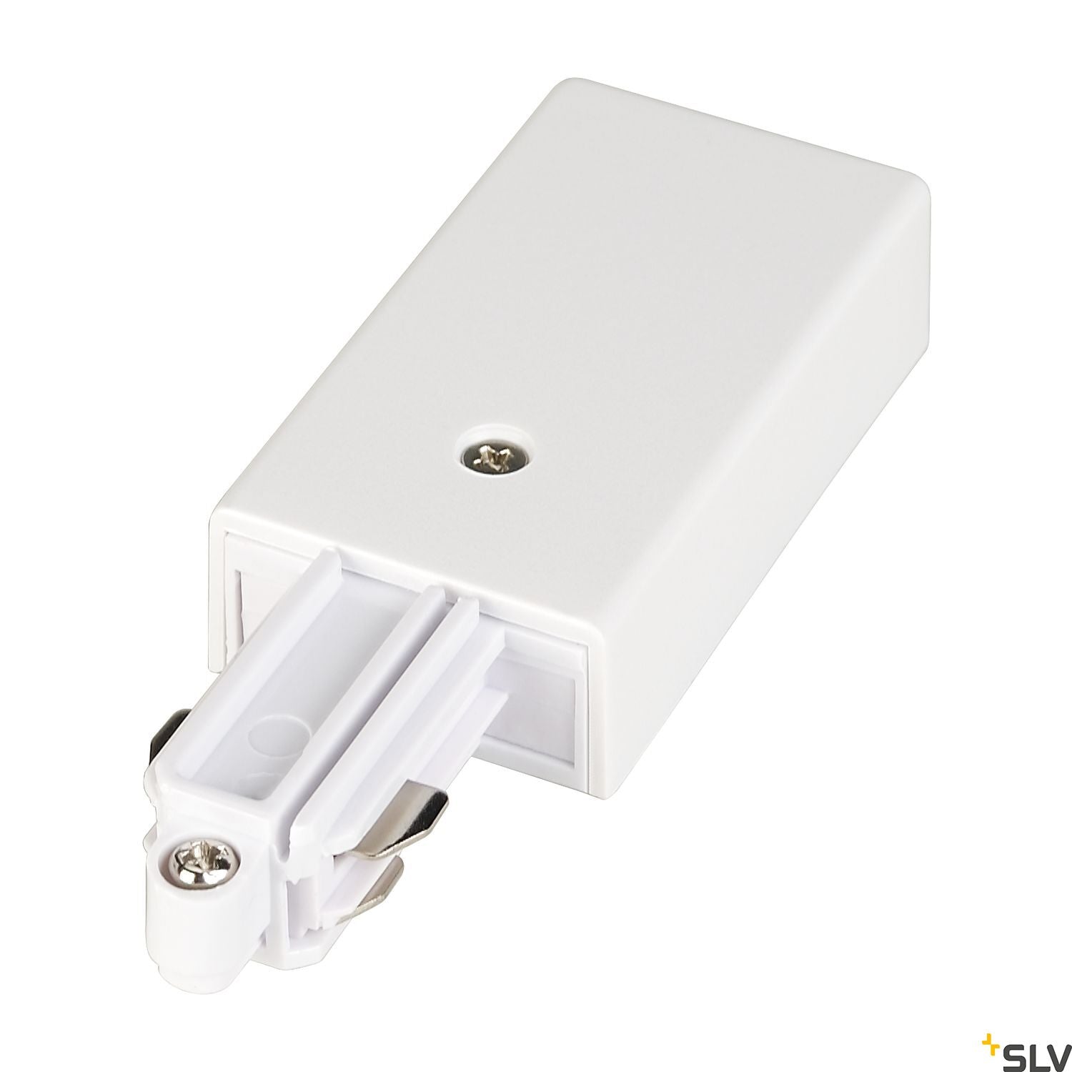 SLV Feed-in for 1-circuit track, surface-mounted, white, earth right 143041