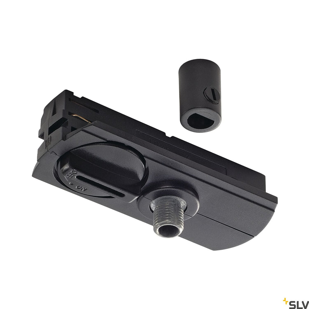 SLV 1-circuit pendant adapter, black, incl. strain-relief and threaded piece 143120