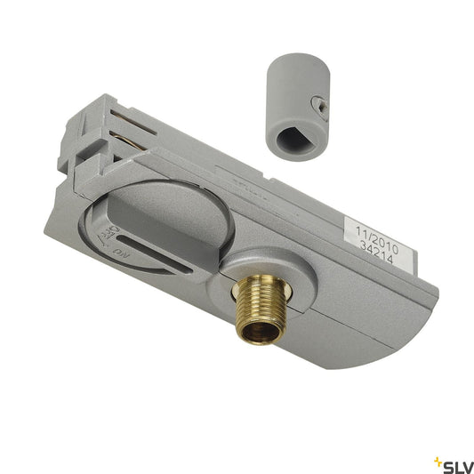 SLV 1-circuit pendant adapter, silver-grey, incl. strain-relief and threaded 143124
