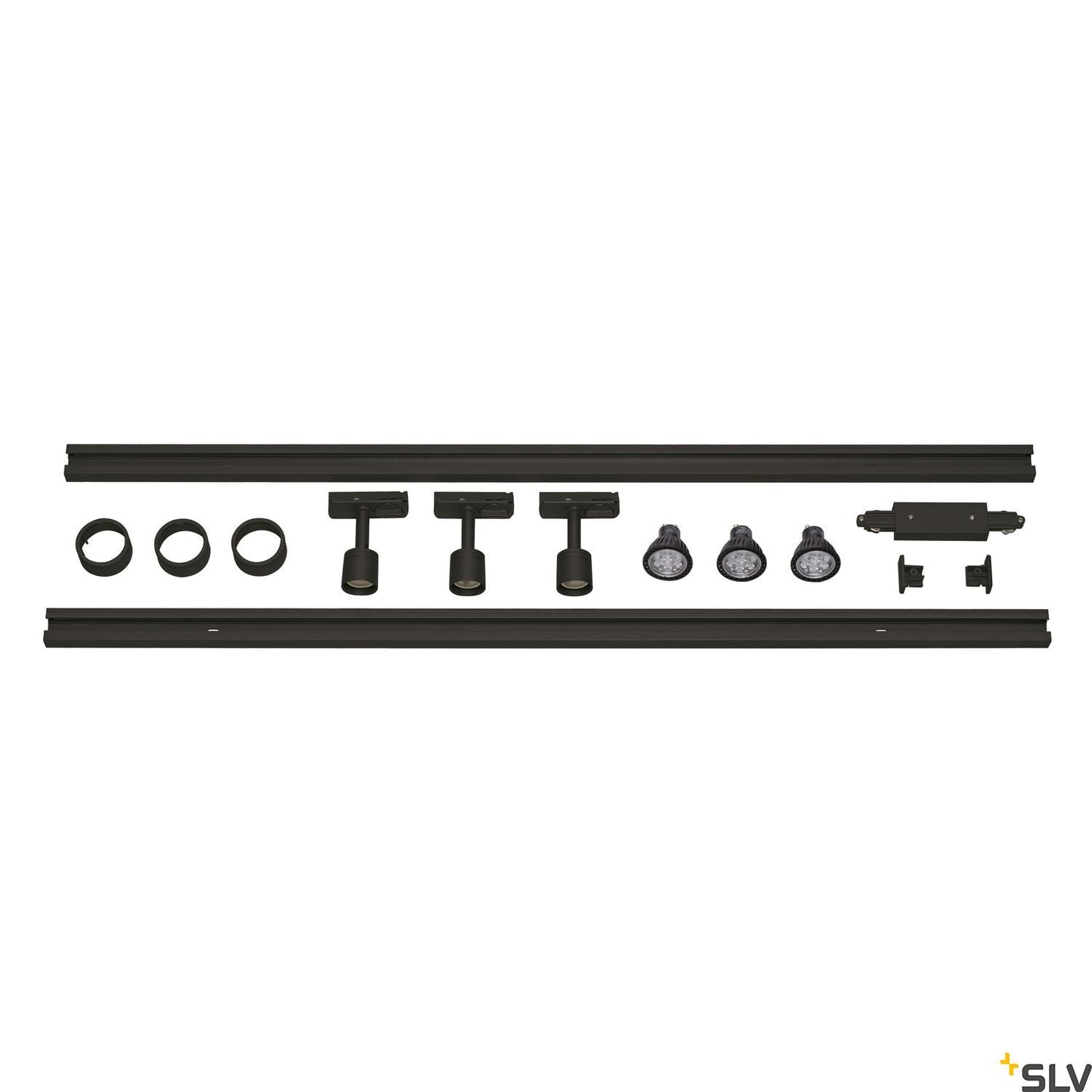 SLV 1-CIRCUIT TRACK SET, 2x 1m, incl. 3x PURI and 3x 4.3W LED lamp, black 143190