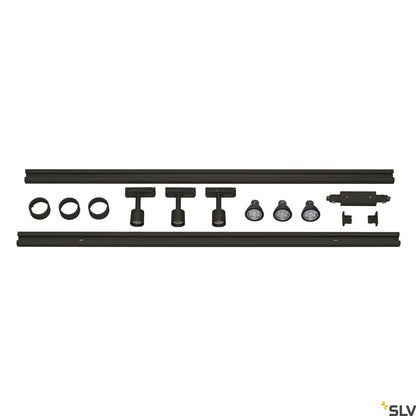SLV 1-CIRCUIT TRACK SET, 2x 1m, incl. 3x PURI and 3x 4.3W LED lamp, black 143190