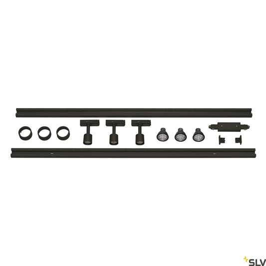 SLV 1-CIRCUIT TRACK SET, 2x 1m, incl. 3x PURI and 3x 4.3W LED lamp, black 143190