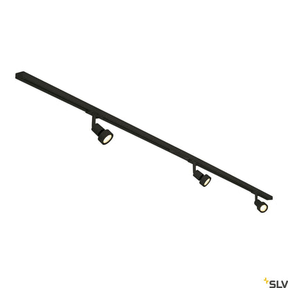 SLV 1-CIRCUIT TRACK SET, 2x 1m, incl. 3x PURI and 3x 4.3W LED lamp, black 143190
