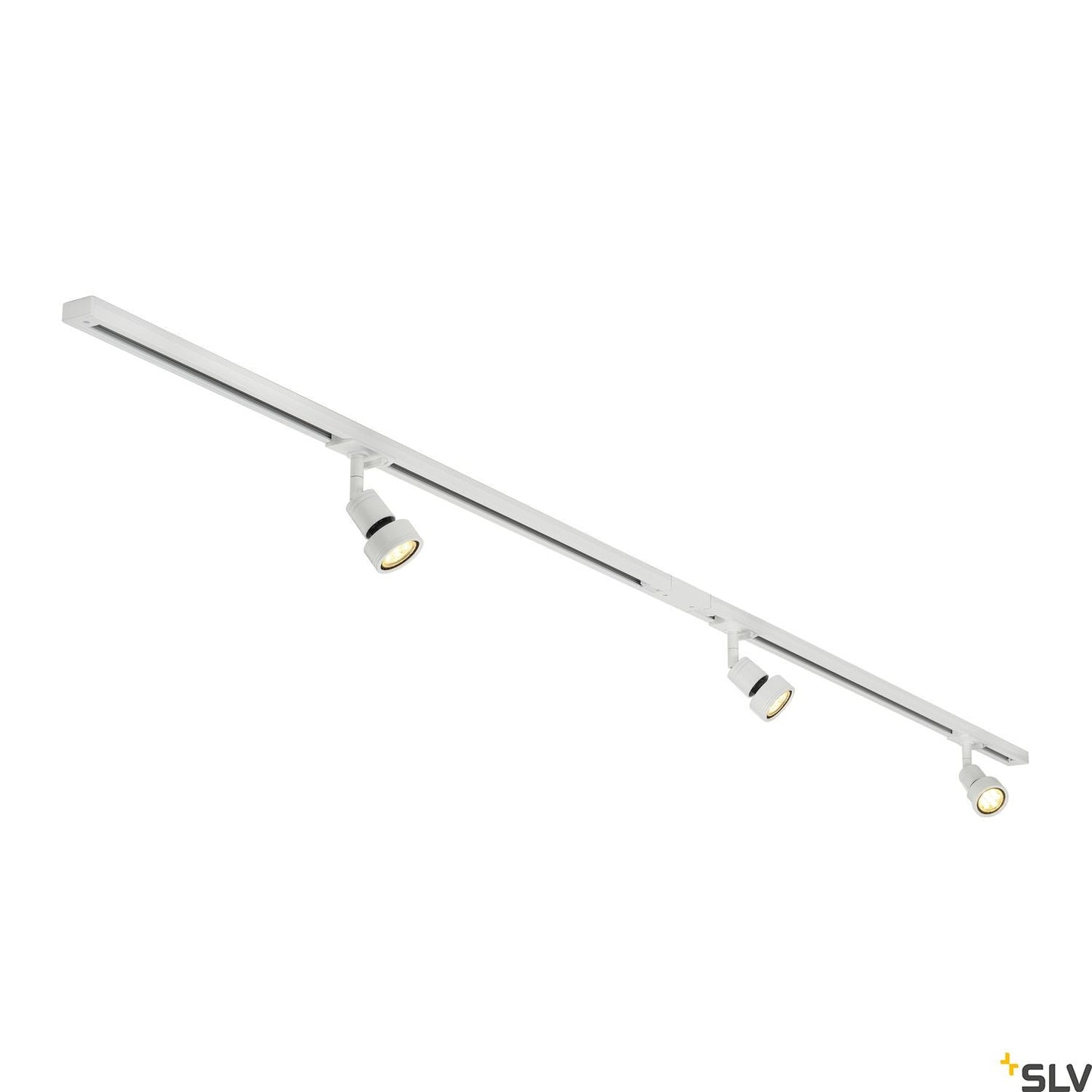 White Track Kit, SLV 1-CIRCUIT TRACK SET, 2x 1m, incl. 3x PURI and 3x 4.3W LED lamp, for Single Circuit White Track Lighting, 143191