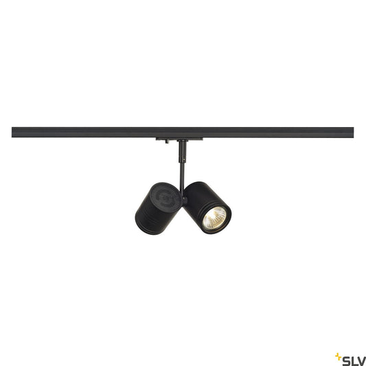 Black Track Light Fitting SLV BIMA II lamp head, black, 2x GU10,  143430