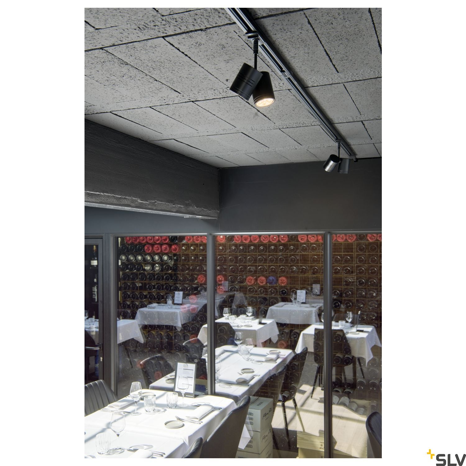 Black Track Light Fitting SLV BIMA II lamp head, black, 2x GU10,  143430