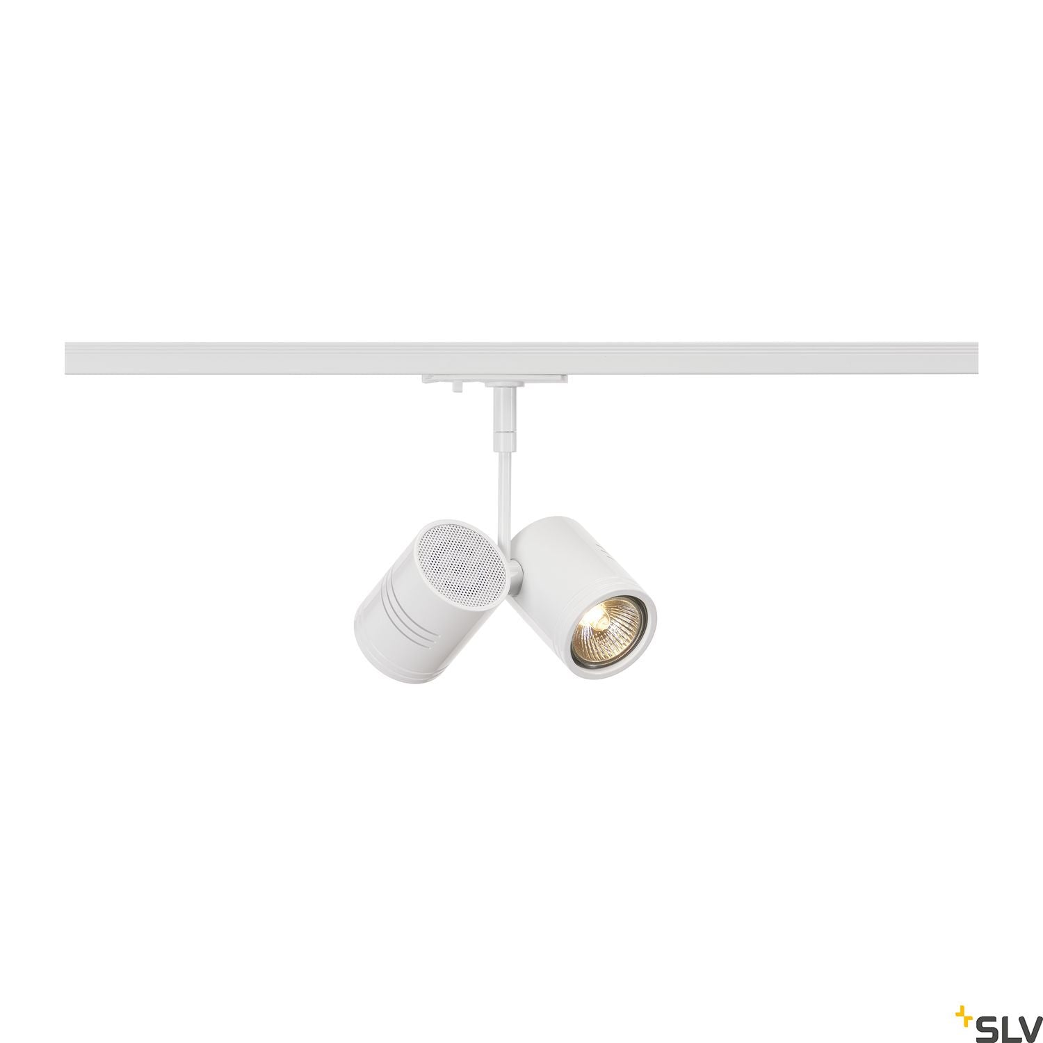 White Twin GU10 Track Spot, SLV BIMA II lamp head, 2x GU10, max. 2x50W,  for Single Circuit White Track Lighting, 143431