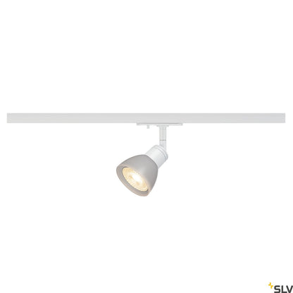 White Small Track Spot, SLV PURIA SPOT, white, GU10, max. 50W, for Single Circuit White Track Lighting, 143451