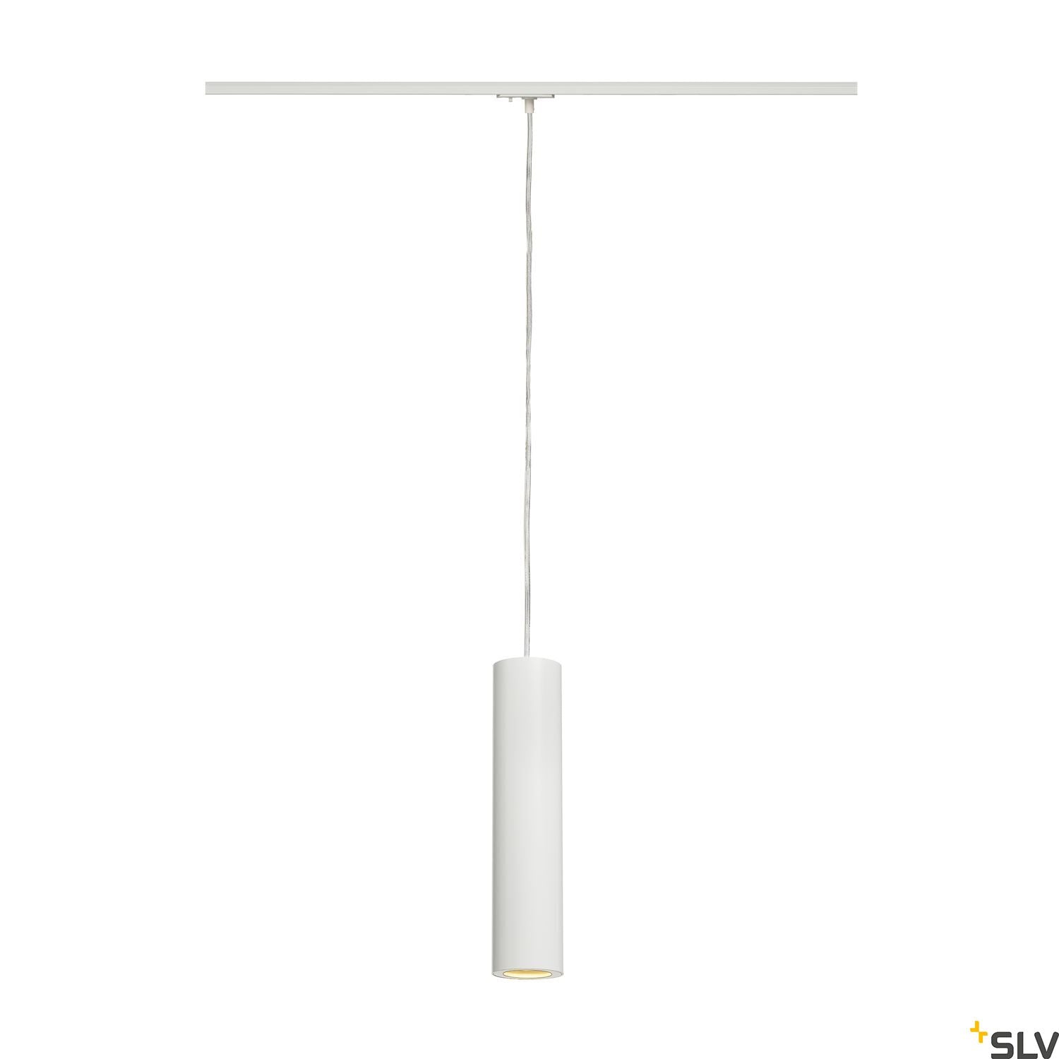 White Track Pendant, SLV ENOLA_B PD, GU10, incl. 1-circuit adapter, for Single Circuit White Track Lighting, 143961
