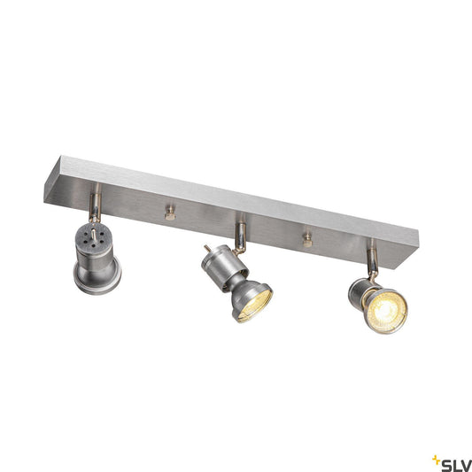 SLV ASTO III wall and ceiling light, alu brushed, 3x GU10, max. 3x 75W 147443