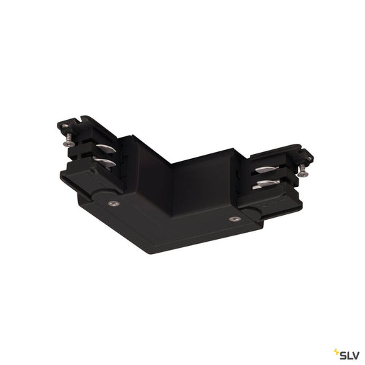SLV S-TRACK L-connector, earth electrode outside, with feed-in option, PHASE, black 175120