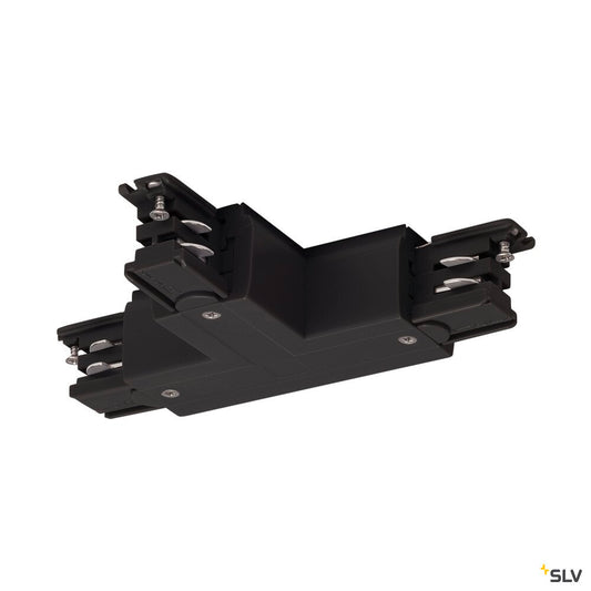 SLV S-TRACK T-connector, left, earth electrode inside, with feed-in option, PHASE, black 175130