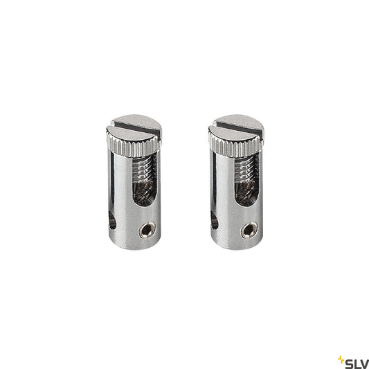 SLV Feed-in for low-voltage wire system, chrome, 2 pieces, max. 25A 186352